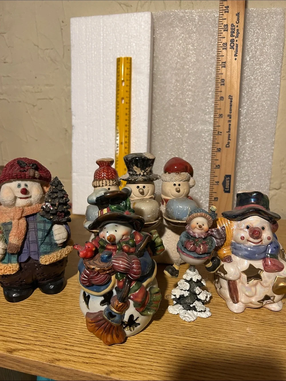 Festive Snowman Ceramic Figurine Set - Multicolor